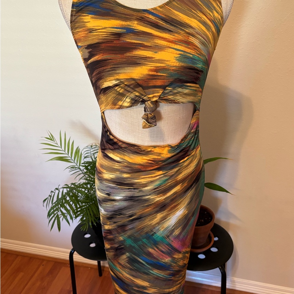 Multicolor Abstract Cutout Dress